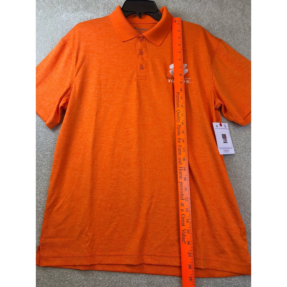 Champion Polo Shirt Mens Medium Orange Clemson Tigers NCAA Heathered SS NEW - Picture 7 of 8